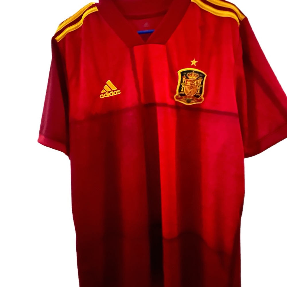 Spain National Soccer Football Team XL Red and Gold Soccer Jersey